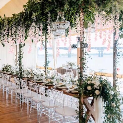 40 Pack Wisteria Flower Vines Garland, 3.75 Feet Artificial Flower Strings, Fake Hanging Flowers, Silk Wisteria Garland Flowers, Wisteria Vine for Wedding, Garden, Wall Decoration (Yellow) in Kuwait