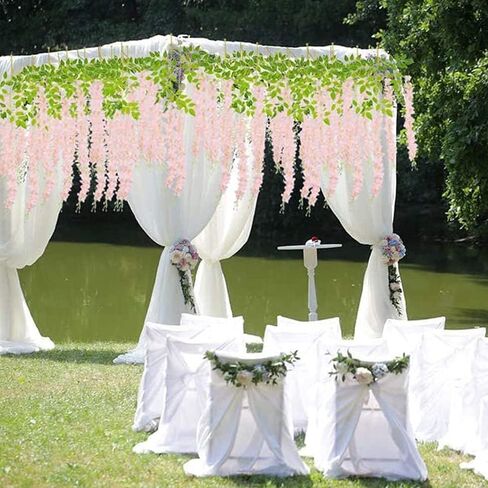 40 Pack Wisteria Flower Vines Garland, 3.75 Feet Artificial Flower Strings, Fake Hanging Flowers, Silk Wisteria Garland Flowers, Wisteria Vine for Wedding, Garden, Wall Decoration (Yellow) in Kuwait