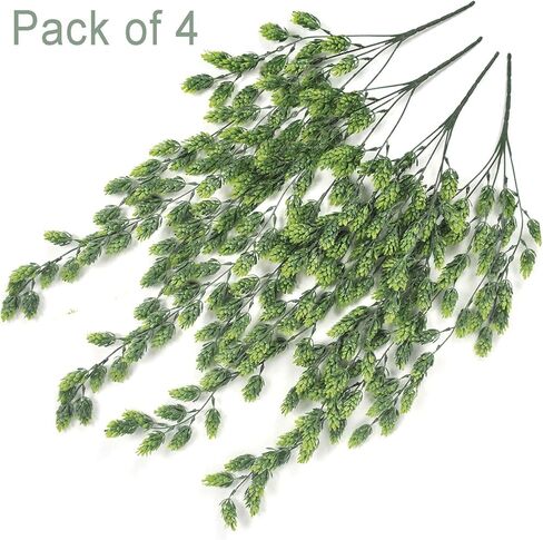 Ollain Artificial Flowers Vine Garland 4pcs Bush Fake Hops Flower Stems Artificial Hanging Plants in Frosted Green for Indoor Outdoor Festive Wedding Party Home Office Decoration in Kuwait