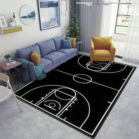 Home Area Runner Rug Pad Basketball Court with Black in Thickened Non Slip Mats Doormat Entry Rug Floor Carpet for Living Room Indoor Outdoor Throw Rugs, Multi9, 4'x5'3''（120cm*160cm） in Saudi Arabia