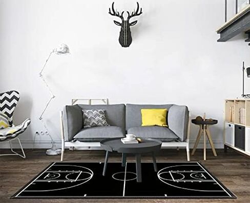 Home Area Runner Rug Pad Basketball Court with Black in Thickened Non Slip Mats Doormat Entry Rug Floor Carpet for Living Room Indoor Outdoor Throw Rugs, Multi9, 4'x5'3''（120cm*160cm） in Saudi Arabia