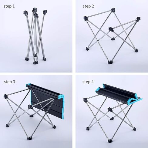 طاولة تخييم محمولة قابلة للطي من AOUTACC، طاولة تخييم خفيفة الوزن وقابلة للطي وقابلة للطي من الألومنيوم مع حقيبة حمل للنزهة والطهي والتخييم ومهرجان الشاطئ (أسود) in Kuwait