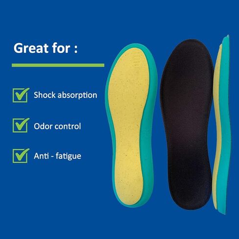 زوجان من النعال الداخلية المصنوعة من إسفنج الذاكرة، بطانة حذاء تمنع الرائحة للرجال والنساء والأطفال، نعال داخلية مسامية لأحذية العمل وأحذية الجري مع وسادة رائعة وامتصاص الصدمات (الرجال 10-11) in Kuwait