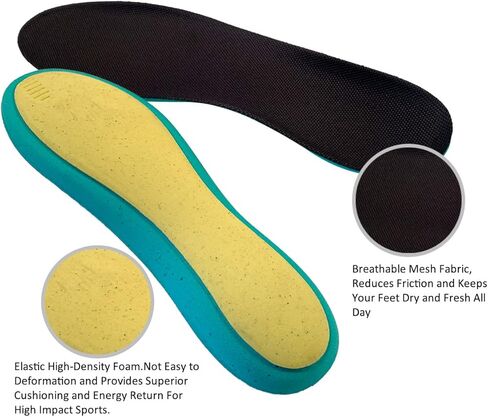 زوجان من النعال الداخلية المصنوعة من إسفنج الذاكرة، بطانة حذاء تمنع الرائحة للرجال والنساء والأطفال، نعال داخلية مسامية لأحذية العمل وأحذية الجري مع وسادة رائعة وامتصاص الصدمات (الرجال 10-11) in Kuwait