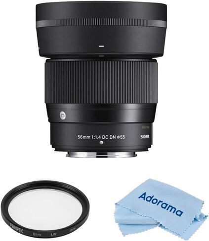 Sigma 56mm f/1.4 DC DN Contemporary Lens for Nikon Z Bundle with 55mm Multi Coated UV Slim Filter, Microfiber Cleaning Cloth in Saudi Arabia
