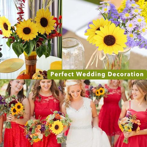 Levana.m 50pcs رؤوس عباد الشمس وهمية، 3.94 بوصة عباد الشمس الزهور الاصطناعية الحرير الأصفر عباد الشمس ديكور DIY بها بنفسك حفل زفاف الطفل دش الزفاف دش ديكورات المنزل in Kuwait