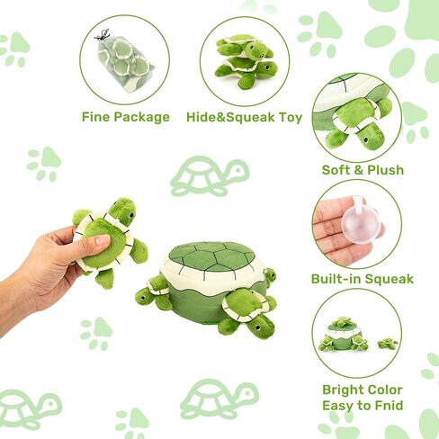 Hollypet Hide and Seek Squeaky Dog Toy, Designed Interactive Puzzle Plush Stuffed Puppy Toy, Tortoise (Shell + 5 Tortoises) in Kuwait