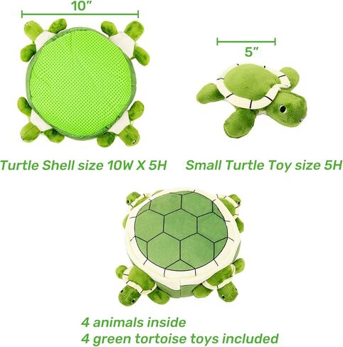 Hollypet Hide and Seek Squeaky Dog Toy, Designed Interactive Puzzle Plush Stuffed Puppy Toy, Tortoise (Shell + 5 Tortoises) in Kuwait