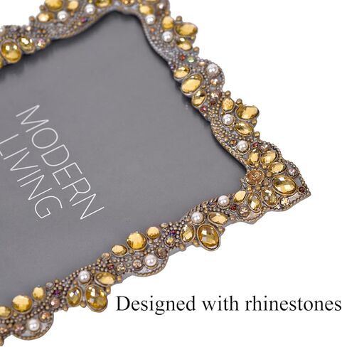 إطار صورة عتيق مرصّع بالجواهر مقاس 4 × 6 من نايكي هوم مع زجاج عالي الوضوح لشاشة سطح المكتب على سطح الطاولة، إطار صورة متلألئة للزينة بنمط بيوتر لمسات نهائية أفقيّة ورأسية in Kuwait