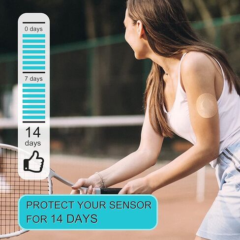 أغطية أجهزة الاستشعار لـ Freestyle Libre، 30 قطعة من الرقع اللاصقة المقاومة للماء والعرق، شريط رقعة مستشعر CGM مسبق القطع بدون غراء في المنتصف، حماية مستمرة لشاشة الجلوكوز (أسود) in Kuwait
