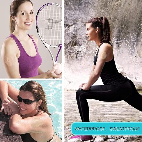 أغطية أجهزة الاستشعار لـ Freestyle Libre، 30 قطعة من الرقع اللاصقة المقاومة للماء والعرق، شريط رقعة مستشعر CGM مسبق القطع بدون غراء في المنتصف، حماية مستمرة لشاشة الجلوكوز (أسود) in Kuwait