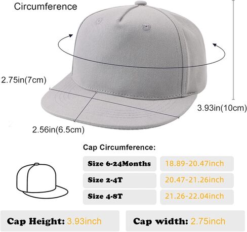 Peecabe Toddler Baseball Hat Novelty Boy Girl Sun Cap Flat Brim Kid Baseball Hats 6M-8Y in Saudi Arabia