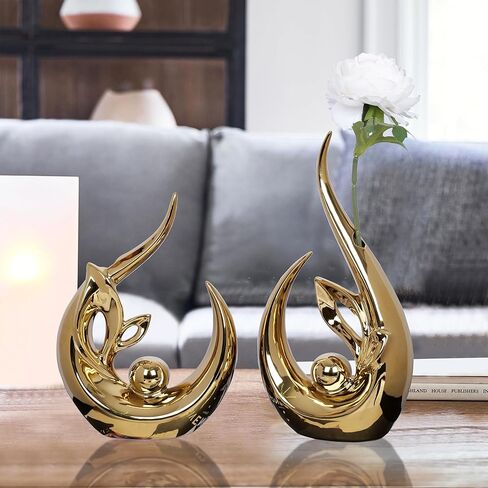 قطعتان من ديكور المنزل باللون البرتقالي، تمثال سيراميك حديث تجريدي، ديكور منتصف القرن، قطع مركزية للطاولات، منحوتات تجريدية، ديكورات طاولة القهوة لغرفة المعيشة، رف غرفة الطعام، المطبخ in Kuwait