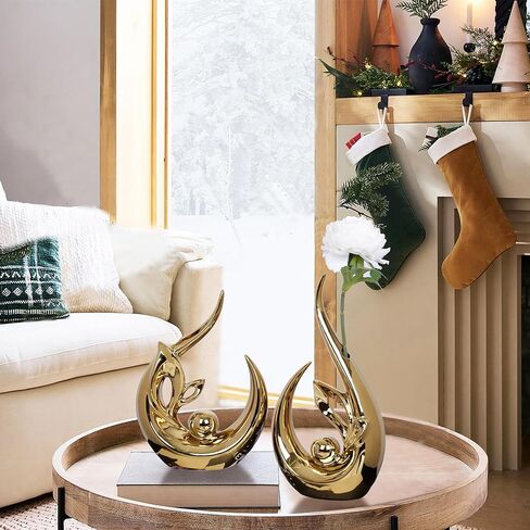 قطعتان من ديكور المنزل باللون البرتقالي، تمثال سيراميك حديث تجريدي، ديكور منتصف القرن، قطع مركزية للطاولات، منحوتات تجريدية، ديكورات طاولة القهوة لغرفة المعيشة، رف غرفة الطعام، المطبخ in Kuwait