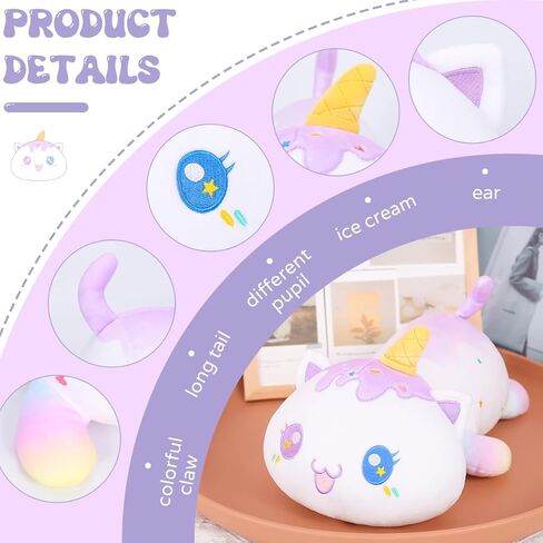 AIXINI Cute Strawberry Cat Plush Pillow 13.7" Pink Kitten Stuffed Animal, Soft Kawaii Cat Plushie Gift for Kids in Kuwait