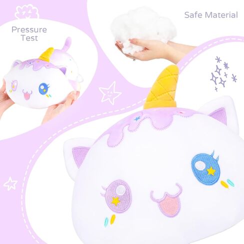 AIXINI Cute Strawberry Cat Plush Pillow 13.7" Pink Kitten Stuffed Animal, Soft Kawaii Cat Plushie Gift for Kids in Kuwait