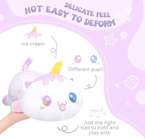 AIXINI Cute Strawberry Cat Plush Pillow 13.7" Pink Kitten Stuffed Animal, Soft Kawaii Cat Plushie Gift for Kids in Kuwait