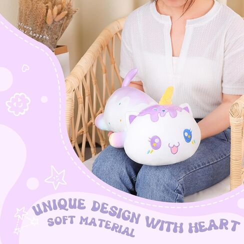 AIXINI Cute Strawberry Cat Plush Pillow 13.7" Pink Kitten Stuffed Animal, Soft Kawaii Cat Plushie Gift for Kids in Kuwait