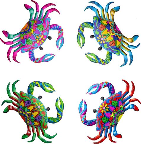 SOBLUING Couples Crabs Metal Crab Wall Decor Coastal Decorative Sculpture for Tiki Bar Wall, Home Door, Window, Ocean Theme Room, Set of 2 in Saudi Arabia