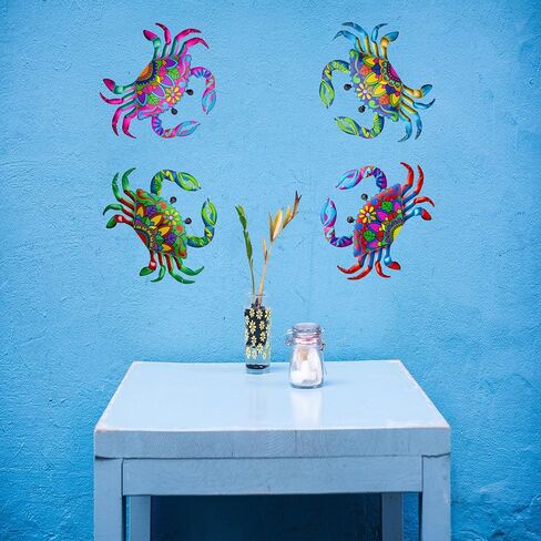 SOBLUING Couples Crabs Metal Crab Wall Decor Coastal Decorative Sculpture for Tiki Bar Wall, Home Door, Window, Ocean Theme Room, Set of 2 in Saudi Arabia