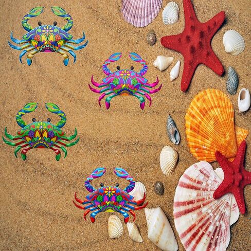 SOBLUING Couples Crabs Metal Crab Wall Decor Coastal Decorative Sculpture for Tiki Bar Wall, Home Door, Window, Ocean Theme Room, Set of 2 in Saudi Arabia