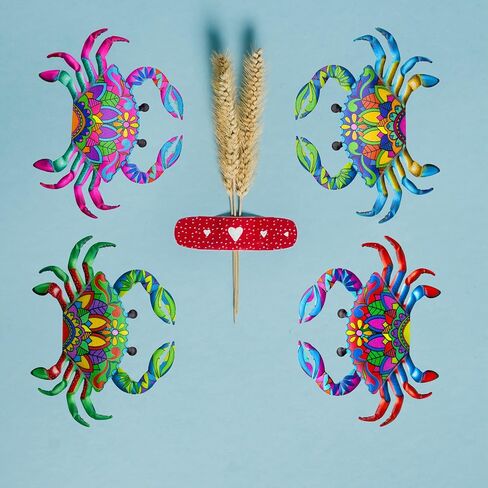 SOBLUING Couples Crabs Metal Crab Wall Decor Coastal Decorative Sculpture for Tiki Bar Wall, Home Door, Window, Ocean Theme Room, Set of 2 in Saudi Arabia
