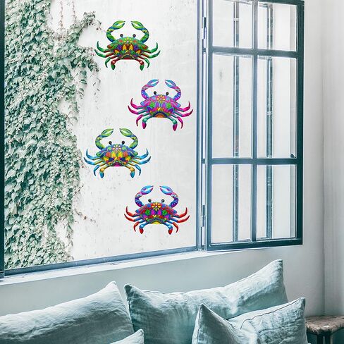 SOBLUING Couples Crabs Metal Crab Wall Decor Coastal Decorative Sculpture for Tiki Bar Wall, Home Door, Window, Ocean Theme Room, Set of 2 in Saudi Arabia