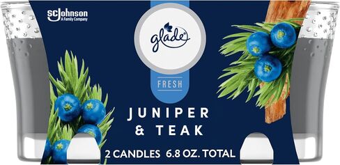 Glade Candle Jar, Juniper & Teak, Fresh Collection, Fragrance Candle Infused with Essential Oils, Air Freshener Candle, 3.4 oz, 2 Count in Saudi Arabia