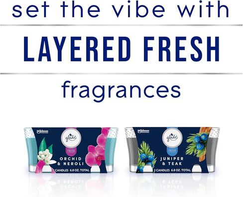 Glade Candle Jar, Juniper & Teak, Fresh Collection, Fragrance Candle Infused with Essential Oils, Air Freshener Candle, 3.4 oz, 2 Count in Saudi Arabia