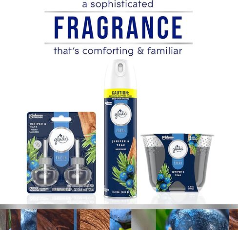 Glade Candle Jar, Juniper & Teak, Fresh Collection, Fragrance Candle Infused with Essential Oils, Air Freshener Candle, 3.4 oz, 2 Count in Saudi Arabia