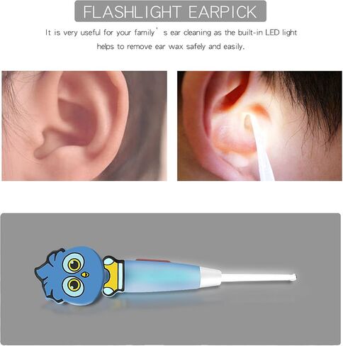 6 Pcs Ear Pick Ear Curette LED Light Earwax Removal Cleaner with Stainless Steel Storage Box in Saudi Arabia