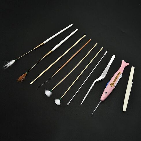 Hovico 10 قطع ملعقة حفر الأذن، عصا ريش الإوز، مجموعة أدوات إزالة شمع الأذن، مع فرشاة تنظيف صغيرة وصندوق تخزين in Kuwait