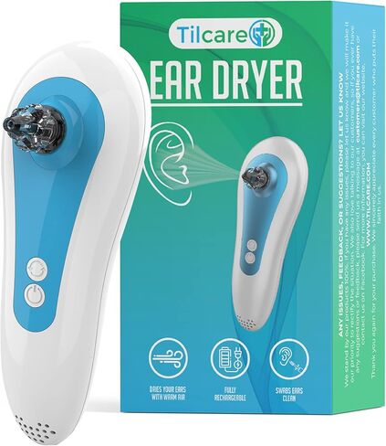 مجفف الأذن الكهربائي وأداة إزالة شمع الأذن لأذن السباح من تيلكير - مزيل مياه تجفيف الأذن القابل لإعادة الشحن للسباحة والاستحمام وأدوات السمع in Kuwait