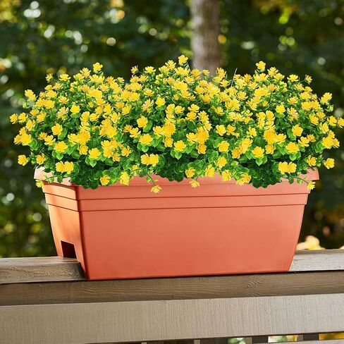 TEMCHY Artificial Flowers, Fake Outdoor UV Resistant Boxwood Shrubs Faux Plastic Greenery Plants for Outside Hanging Planter Patio Yard Wedding Indoor Home Kitchen Farmhouse Decor(Red) in Kuwait