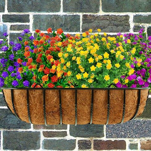 TEMCHY Artificial Flowers, Fake Outdoor UV Resistant Boxwood Shrubs Faux Plastic Greenery Plants for Outside Hanging Planter Patio Yard Wedding Indoor Home Kitchen Farmhouse Decor(Red) in Kuwait