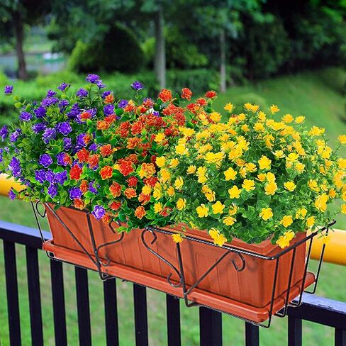 TEMCHY Artificial Flowers, Fake Outdoor UV Resistant Boxwood Shrubs Faux Plastic Greenery Plants for Outside Hanging Planter Patio Yard Wedding Indoor Home Kitchen Farmhouse Decor(Red) in Kuwait
