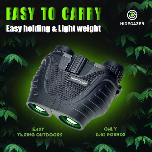 HIDEGAZER 10x25 High Powered Binoculars for Adults and Kids - Easy Focus Compact Binoculars for Bird Watching - Large View Binoculars with Low Light Vision for Travel,Camping,Hunting,Hiking,Outdoor in Kuwait