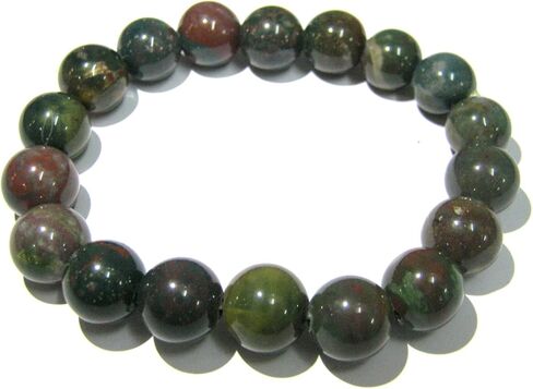 CRYSTALMIRACLE BEAUTIFUL BLOODSTONE POWER BEADED ROUND STRING CRYSTAL GEMSTONE ACCESSORY MEN WOMEN GIFT HEALING HEALTH POSITIVE ENERGY POWERFUL WELLNESS WICCA in Saudi Arabia
