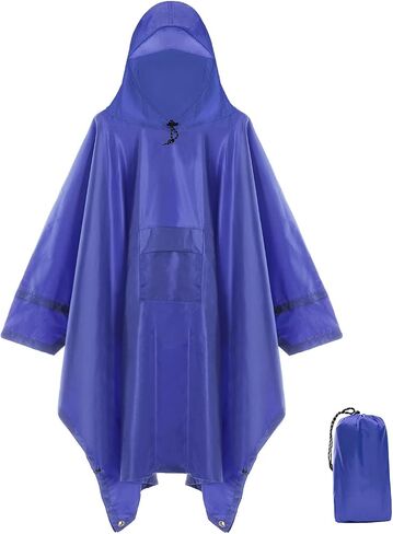 Cosmine Hooded Rain Poncho for Adult with Pocket, Waterproof Lightweight Unisex Raincoat Jacket for Hiking Camping Emergency in Saudi Arabia