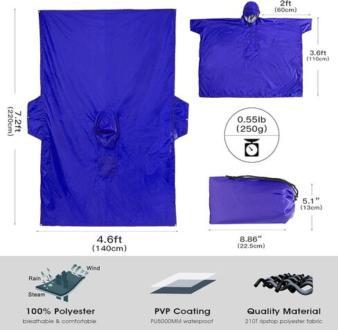 Cosmine Hooded Rain Poncho for Adult with Pocket, Waterproof Lightweight Unisex Raincoat Jacket for Hiking Camping Emergency in Saudi Arabia
