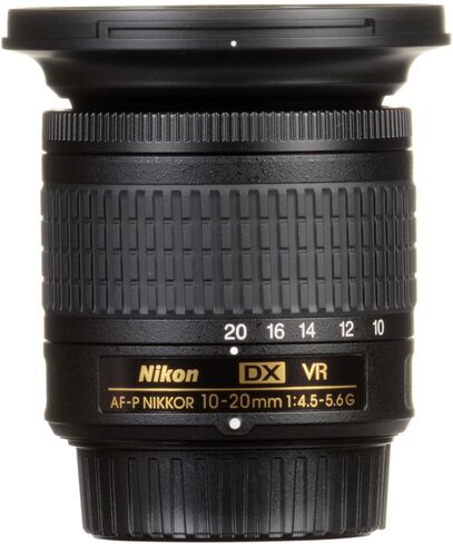 عدسة Nikon AF-P DX NIKKOR مقاس 10-20 مم f/4.5-5.6G VR (20067) مع حافظة عدسة مبطنة + طقم مرشح ماكرو + فلاتر عدسات UV وCPL وFL + غطاء توليب + حافظة غطاء العدسة + مجموعة تنظيف (متجددة) in Kuwait