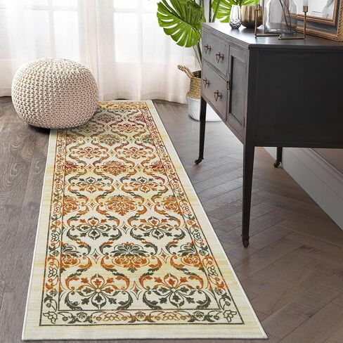 سجادة Zacoo Hallway Runner، سجادة غسيل ناعمة عتيقة دمشقية، سجادة مدخل غير قابلة للانزلاق، سجادة منطقة مطبخ المزرعة قابلة للغسل للحمام، وغرفة النوم 2'x8' متعددة in Saudi Arabia