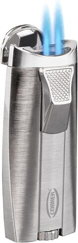 Cobber Torch Refillable and Windproof Double Jet Flame Butane Lighter for Men Gift Ideas (Silver) in Kuwait