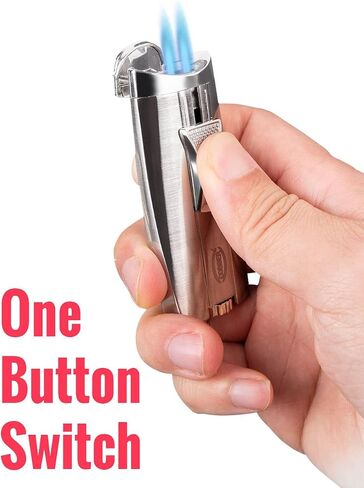 Cobber Torch Refillable and Windproof Double Jet Flame Butane Lighter for Men Gift Ideas (Silver) in Kuwait