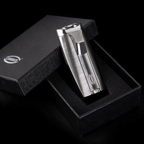 Cobber Torch Refillable and Windproof Double Jet Flame Butane Lighter for Men Gift Ideas (Silver) in Kuwait