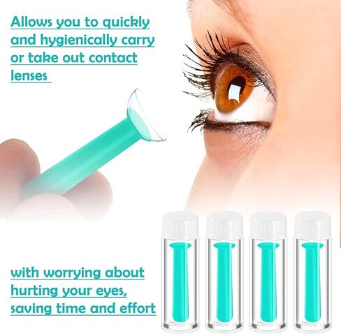 4 Pcs Silicone Contact Lens Inserter Contact Lens Remover Daily Contact Remover Hard Lenses Remover Portable Travel Lens Remover Lens Suction Holder for Home Travel Outdoor Exercise (Green) in Kuwait