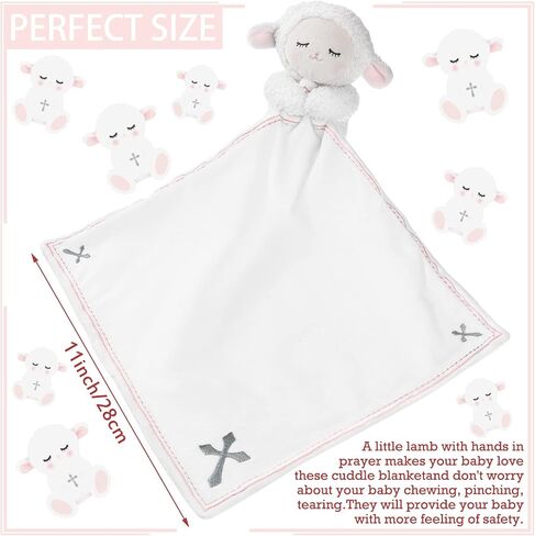 Kinlop Baptism Gifts for Baby Girl Boys Lamb Security Blankets Baptism Lamb with Christian Cross Soft Bedtime Newborn Toy(Pink) in Saudi Arabia