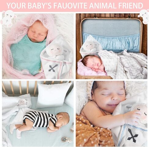 Kinlop Baptism Gifts for Baby Girl Boys Lamb Security Blankets Baptism Lamb with Christian Cross Soft Bedtime Newborn Toy(Pink) in Saudi Arabia