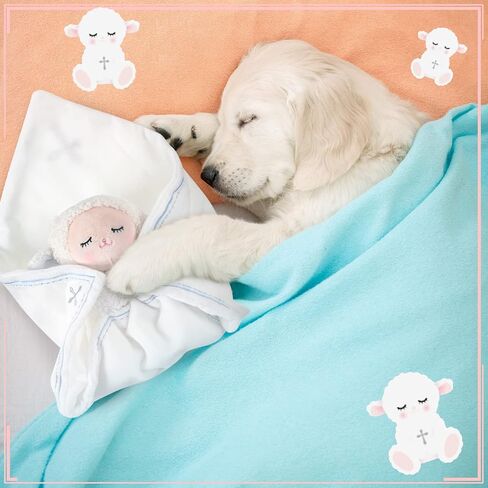 Kinlop Baptism Gifts for Baby Girl Boys Lamb Security Blankets Baptism Lamb with Christian Cross Soft Bedtime Newborn Toy(Pink) in Saudi Arabia