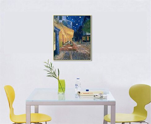 Wieco Art Cafe Terrace at Night مطبوعات قماشية جيكلي حديثة ممتدة ومؤطرة لفان جوخ لوحات زيتية مستنسخة صورة مناظر المدينة على قماش جدار الفن جاهز للتعليق لغرفة النوم والمطبخ وديكور المنزل in Kuwait